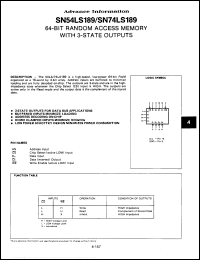 Click here to download SN74LS189JDS Datasheet