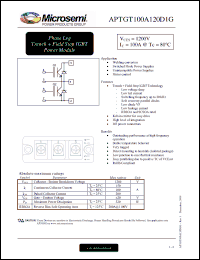 Click here to download APTGT100A120D1G Datasheet