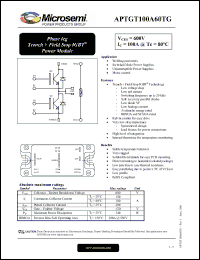 Click here to download APTGT100A60TG Datasheet