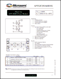 Click here to download APTGF250A60D3G Datasheet
