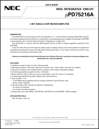 Click here to download UPD75216AGF-XXX-3BE Datasheet