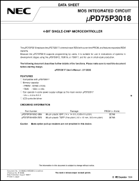 Click here to download UPD75P3018 Datasheet