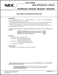 Click here to download uPD78F4216AYGF-3BA Datasheet