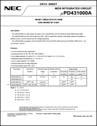 Click here to download UPD431000AGW-70L Datasheet