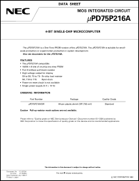 Click here to download UPD75P216A Datasheet