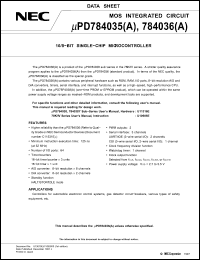 Click here to download UPD784036GCA Datasheet