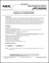 Click here to download UPD160040N-XXX Datasheet