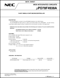 Click here to download UPD78F4938A Datasheet