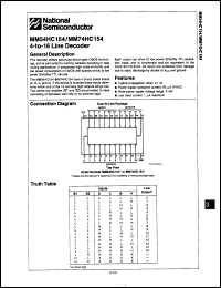 Click here to download MM54HC154E Datasheet