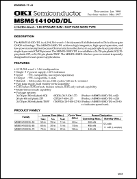 Click here to download MSM514100D-70TS-K Datasheet