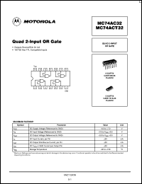 Click here to download MC74AC32 Datasheet