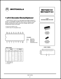 Click here to download MC74ACT151M Datasheet