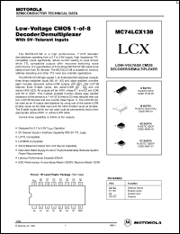 Click here to download MC74LCX138SD Datasheet
