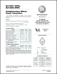 Click here to download MJ15001G Datasheet