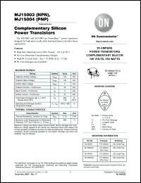 Click here to download MJ15004G Datasheet