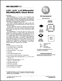 Click here to download MC100LVEP111MNG Datasheet