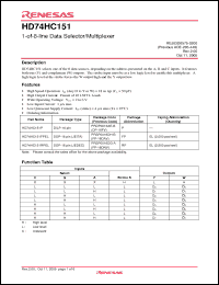 Click here to download HD74HC151RPEL Datasheet