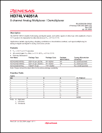 Click here to download HD74LV4051ATELL Datasheet