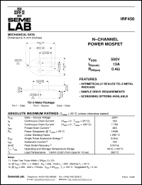 Click here to download IRF450 Datasheet