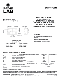 Click here to download 2N2916DCSM Datasheet