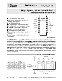 Click here to download SP26LV431 Datasheet