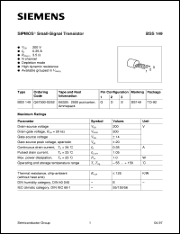 Click here to download BSS149 Datasheet