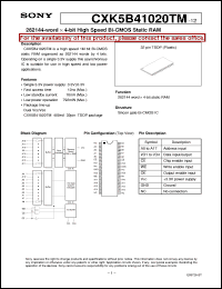 Click here to download CXK5B41020TM-12 Datasheet