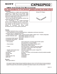Click here to download CXP922P032 Datasheet