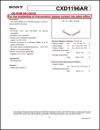 Click here to download CXD1196 Datasheet