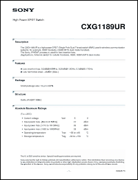 Click here to download CXG1189UR Datasheet