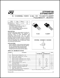 Click here to download STP5NB100 Datasheet