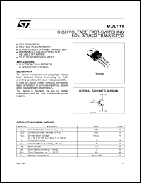 Click here to download BUL118 Datasheet