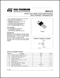 Click here to download BUL213 Datasheet