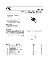 Click here to download BUL138 Datasheet
