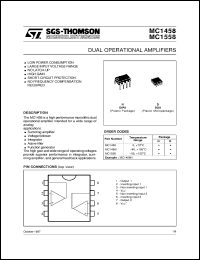 Masculinidad Infantil Curiosidad MC1458N Datasheet - DUAL OPERATIONAL AMPLIFIERS from SGS-Thomson  Microelectronics