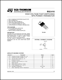 Click here to download BUL416 Datasheet