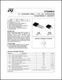 Click here to download STD2NB25 Datasheet