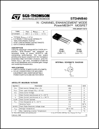 Click here to download STD4NB40 Datasheet