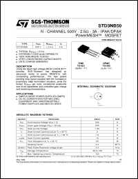 Click here to download STD3NB50 Datasheet