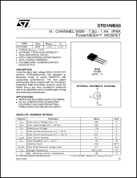 Click here to download STD1NB50 Datasheet