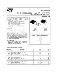 Click here to download STD1NB80 Datasheet