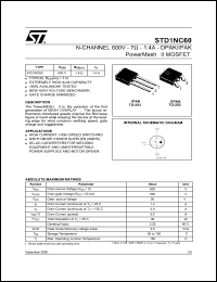 Click here to download STD1NC60 Datasheet