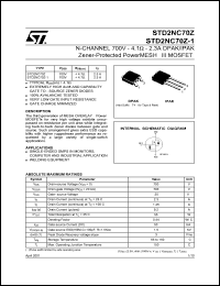 Click here to download STD2NC70 Datasheet