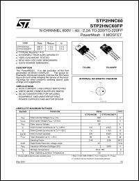 Click here to download STP2HNC60 Datasheet
