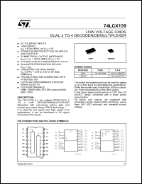 Click here to download 74LCX139MTR Datasheet