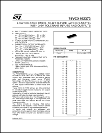 Click here to download 74VCX162373TTR Datasheet