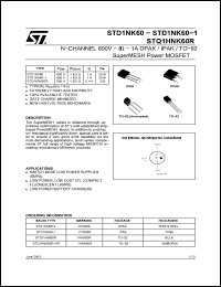 Click here to download STD1NK60 Datasheet