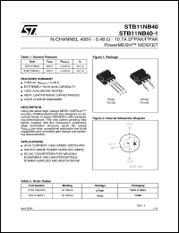 Click here to download STB11NB40-1 Datasheet