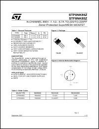 Click here to download STF8NK85 Datasheet