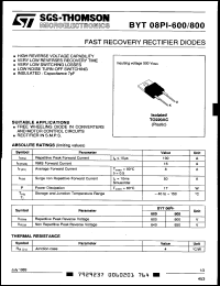 Click here to download BYT08PI600 Datasheet